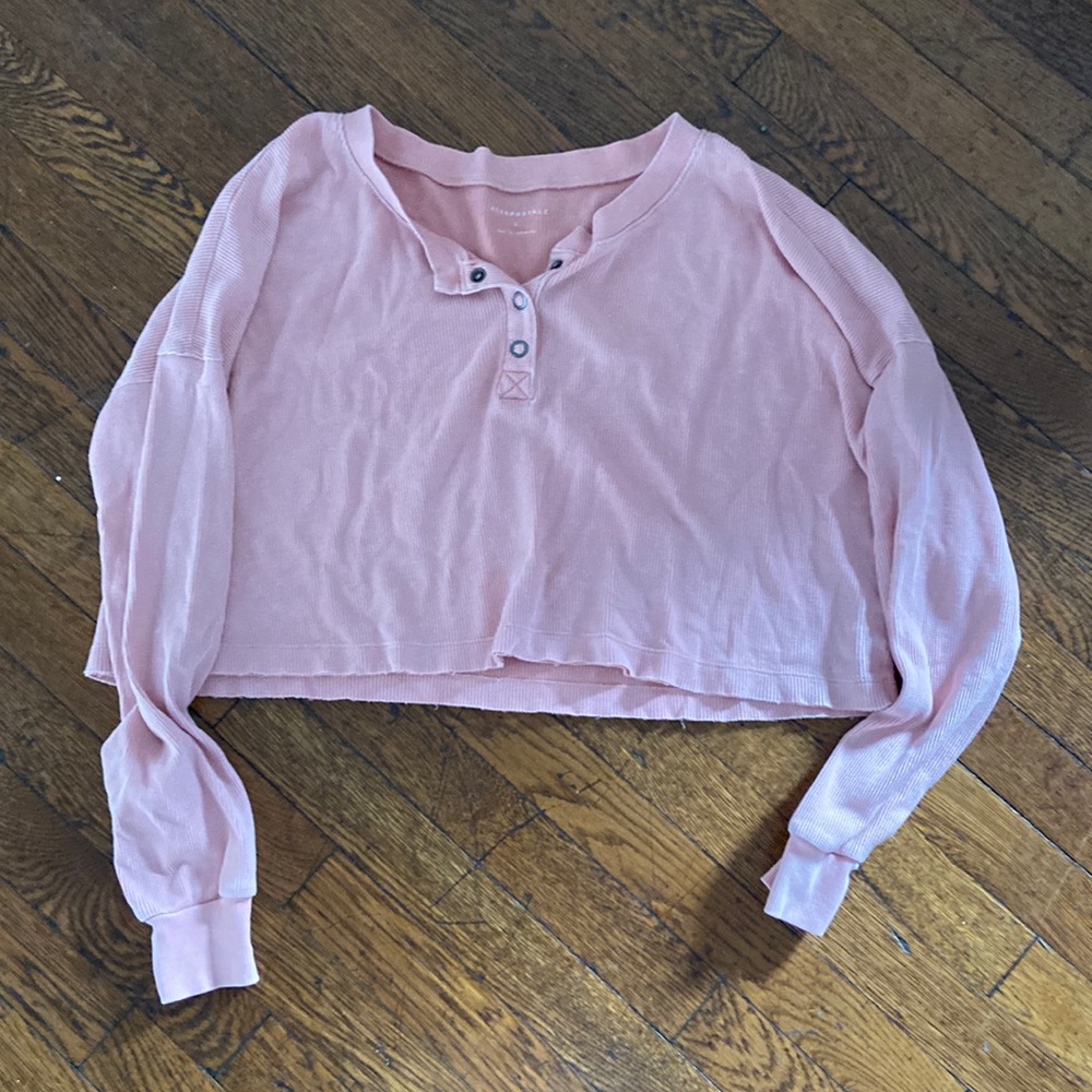 Aeropostale cropped Henley tee